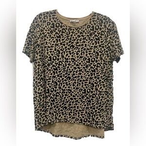Zara Brand  Leopard Print Short Sleeve Cotton Tee Shirt Women's Size Large